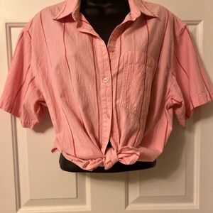Over-Sized Pink Button-Down Shirt for Women
